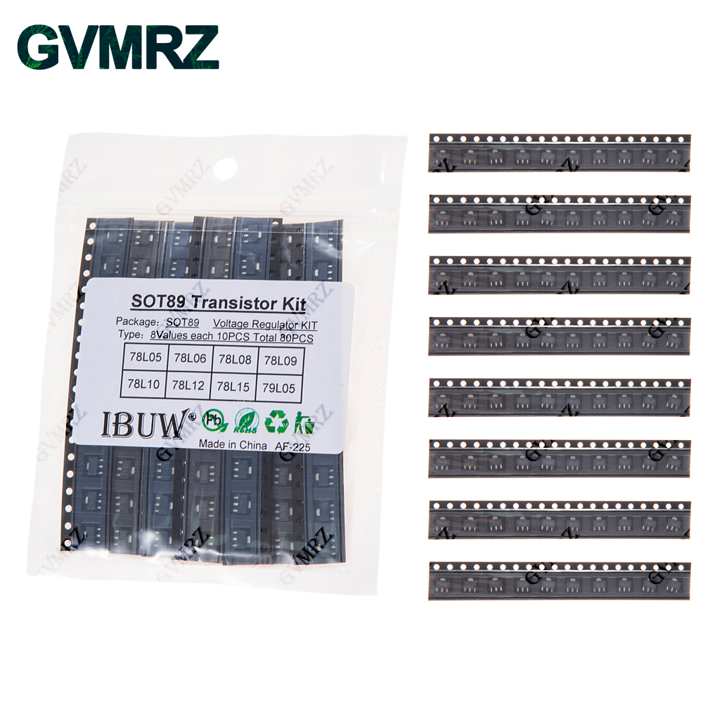 Diy Electronics Project Kit - 80PCS 8Values SOT89 Transistor Kit (78L05/78L06/78L12
