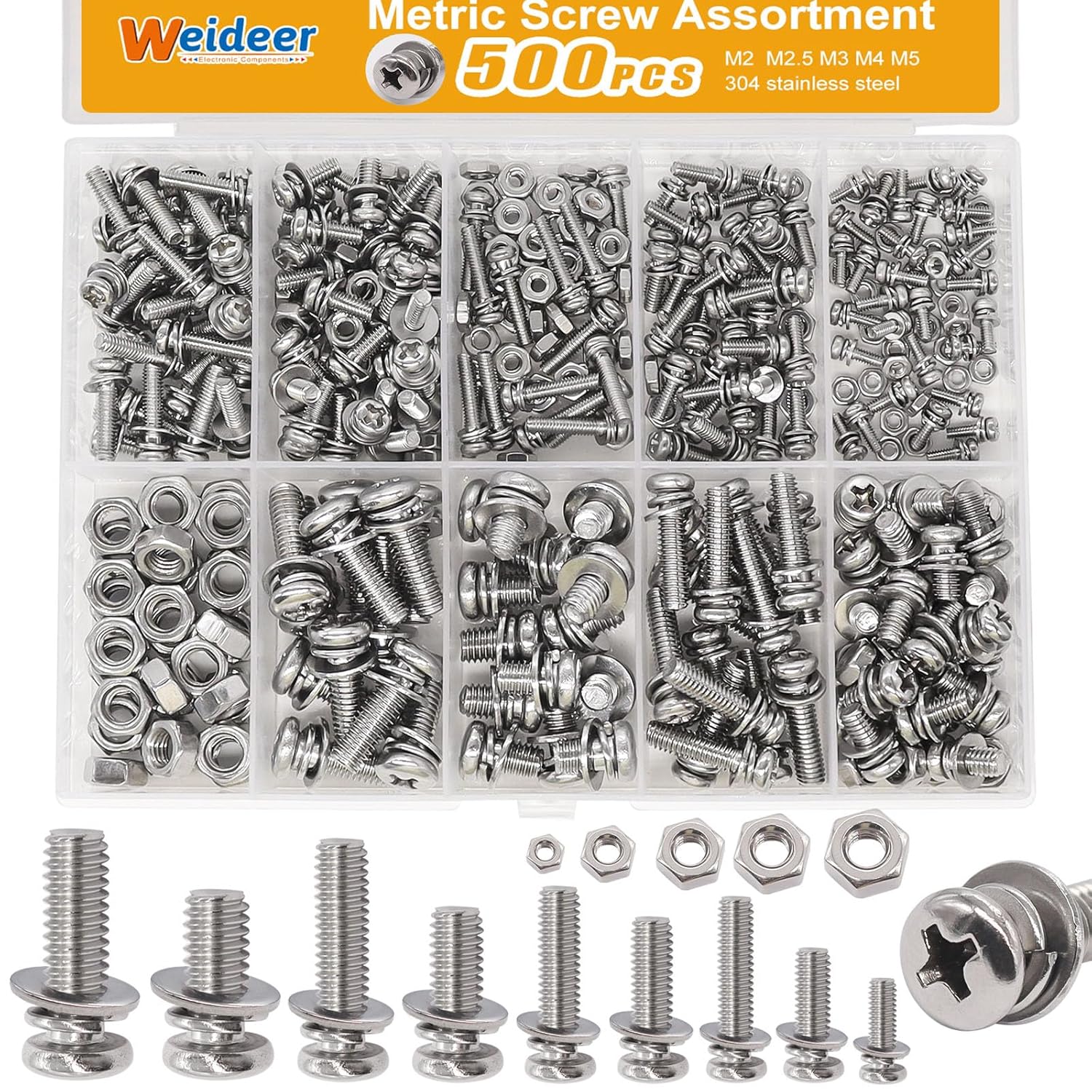 500Pcs Nut and Bolt Assortment - Diy Motorcycle Electronics recensie en prijs