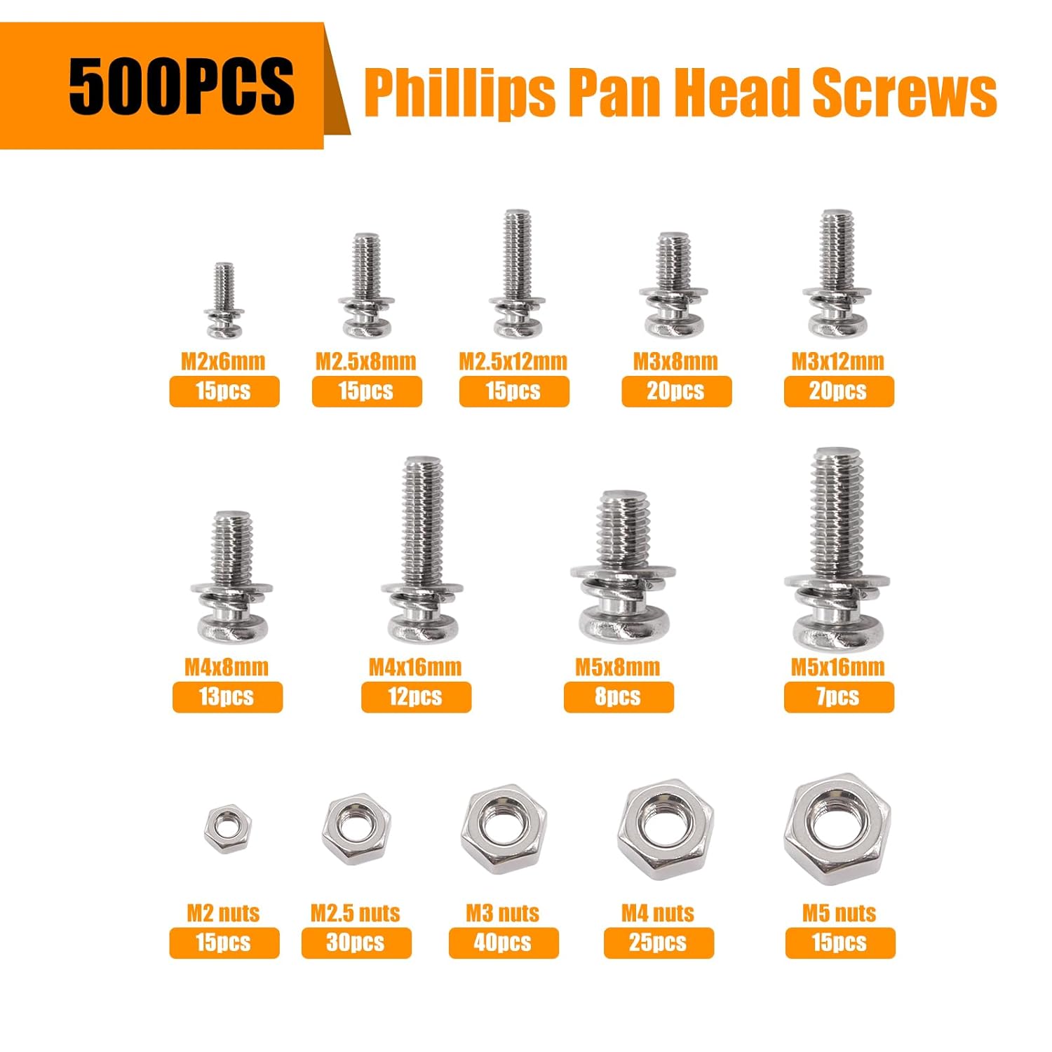500Pcs Nut and Bolt Assortment - Diy Motorcycle Electronics recensie en prijs