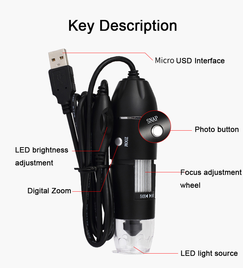 USB Digital Microscope 500X/10 - Diy Electronics Microscope recensie en prijs
