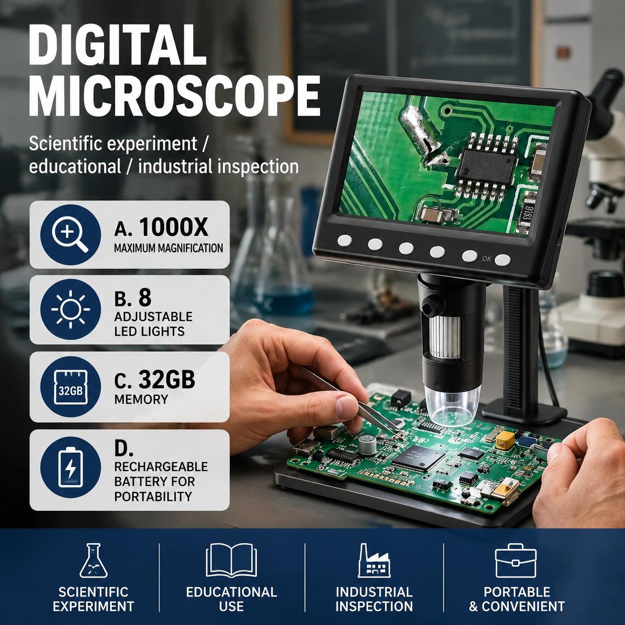 Inspection Microscope 1000x Ma - Diy Electronics Microscope recensie en prijs